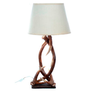 Luminária de Mesa Abajur Rústico Country Chifres Simples com Cúpula