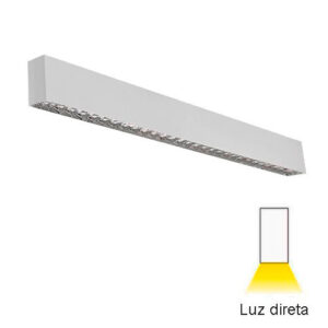 Luminária de Sobrepor Plafon Continua com Aletas de Alumínio Alto Brilho – Para TuboLED 2x36W ou 40W