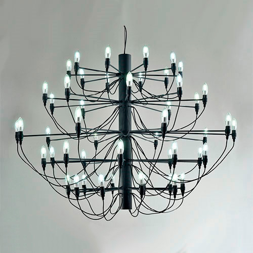 Lustre Pendente Clássico Design Italiano Preto para 50 Lâmpadas