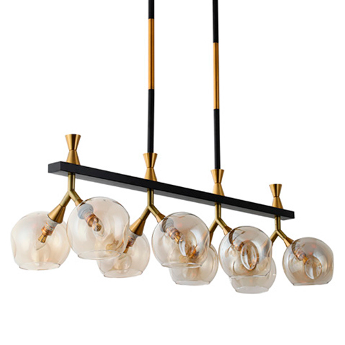 Lustre Pendente Moderno Bolline com 8 Cúpulas de Vidro