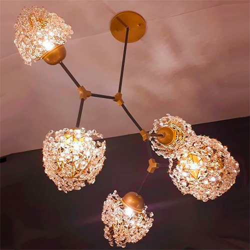 Lustre de Cristal Braços Estela com Cristal Castanha K9 14mm