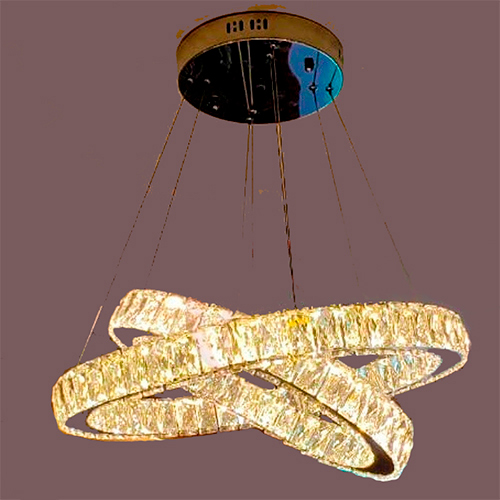 Lustre de Cristal Moderno Anéis Redondo Placas – LED Integrado