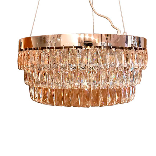 Lustre de Cristal Redondo Rose Gold Moderno