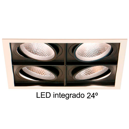 Spot de Embutir LED Quadra Quadruplo – 4x 8w / 24°