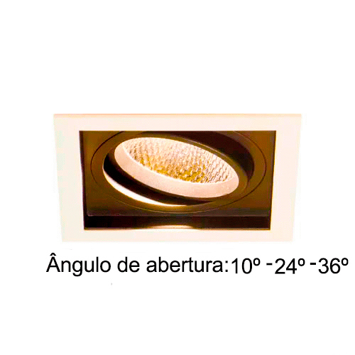 Spot de Embutir LED Quadra Simples – 20w – 10° / 24° / 36° – Opcional Dimerizável