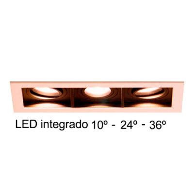 Spot de Embutir LED Quadra Triplo - 3x 10w - 10° / 24° / 36° - Opcional Dimerizável