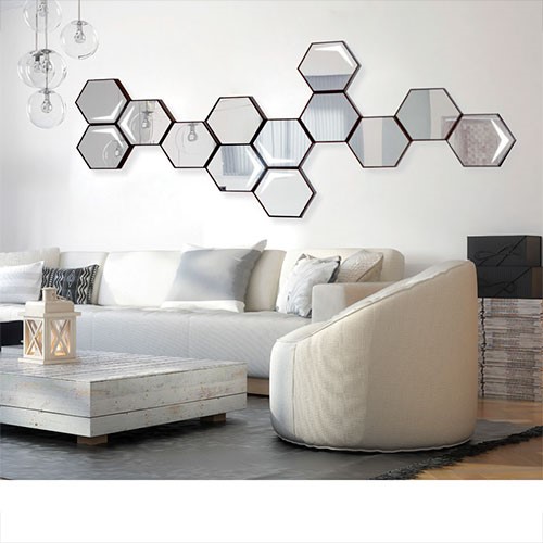 Espelho Hexagonal com Luz de LED e Moldura