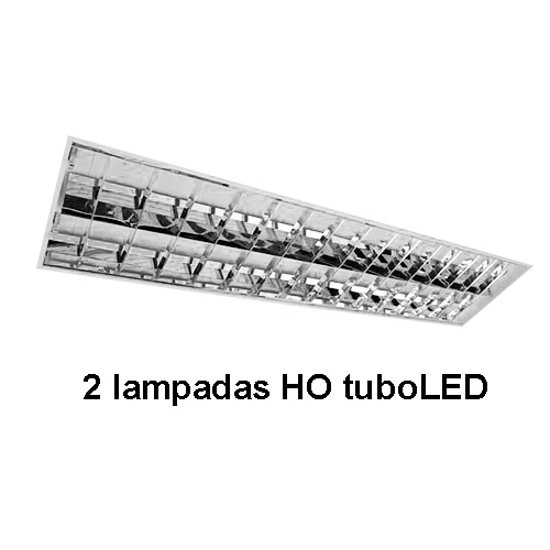 Luminária de Embutir Retangular com Aletas e Refleto aluminio – HO Tubo LED 40W