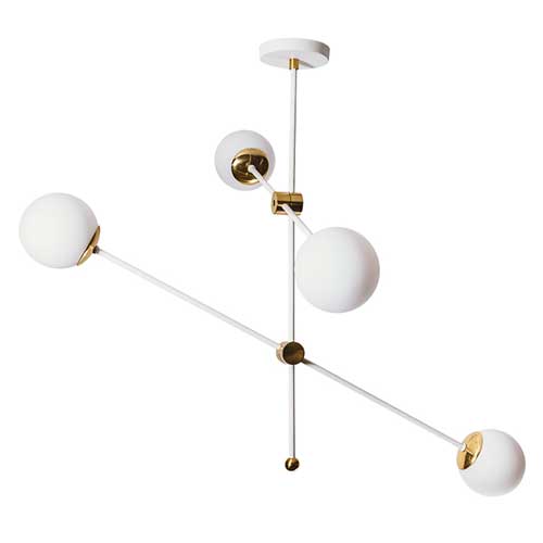 Luminária de Teto Lustre Moderno Nau com 2 Hastes e Globos de Vidros