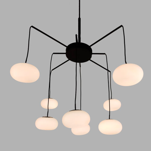 Lustre Moderno Aranha com Globos de Vidro – LED INTEGRADO