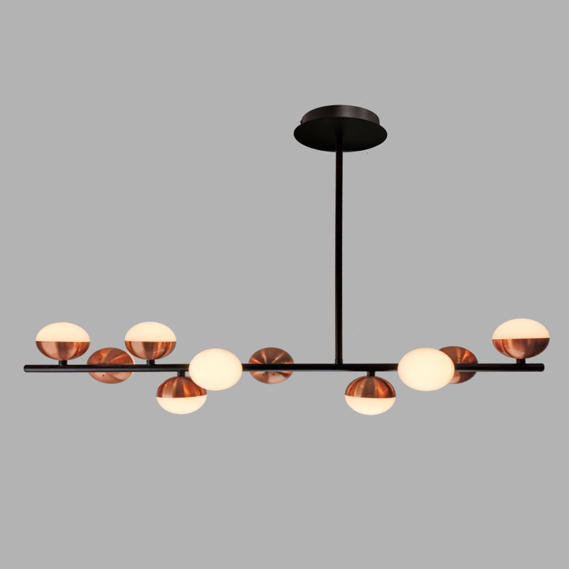 Lustre Moderno Linear com Globos de Vidro