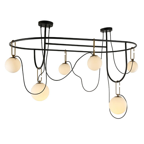 Lustre Plafon Moderno Berlock com 6 Globos de Vidro