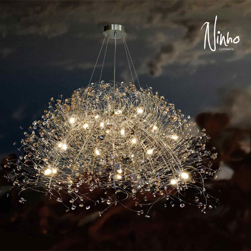 Lustre Ninho Meia Esfera Cristal