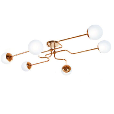 Lustre Plafon Curvas com Globos de Vidro