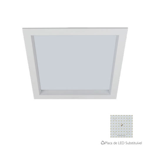 Painel LED de Embutir Quadrado Fundo Recuado – Placa LED Substituível