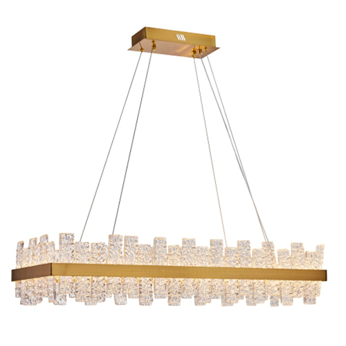 Lustre Moderno de Cristal King Retangular com LED Integrado