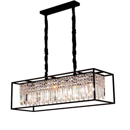 Lustre Moderno de Cristal Rome Retangular Preto