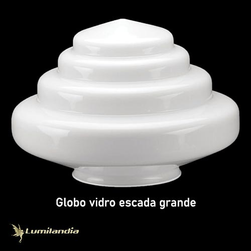 Globo de Vidro para Luminária Escada Leitoso Grande – Boca 15cm