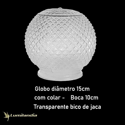 Globo de Vidro para Luminária 10x15cm Bico de Jaca – Com Colar