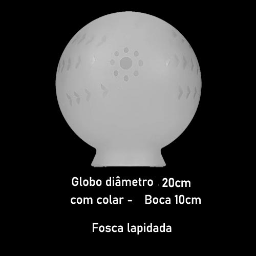 Globo de Vidro para Lustre 10x20cm Fosco Lapidado – Com Colar