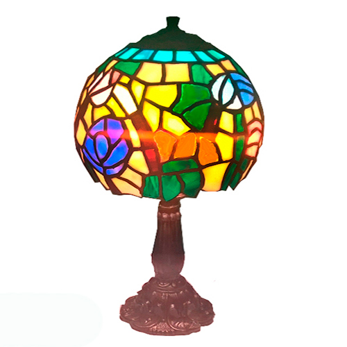 Abajur Vitral Estilo Thifany Meio Globo Colorido