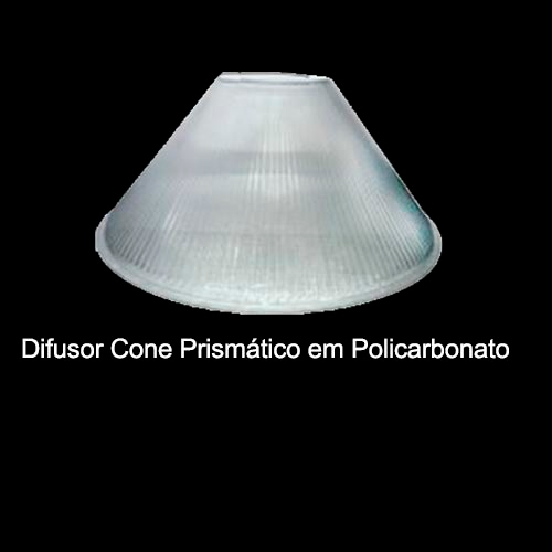 Difusor Cone Prismático em Policarbonato