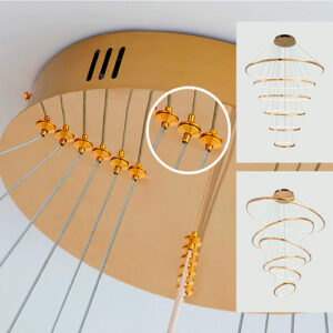 Luminária de Teto Lustre Pendente 5 Aros com LED Integrado