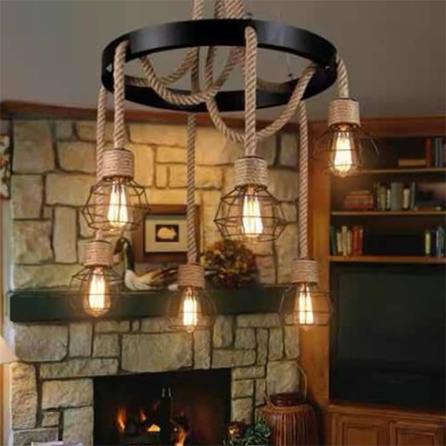 Lustre pendente rustico com 6 pendentes