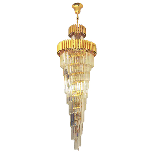 Lustre pendente cristais K9 2metros Safira Gold