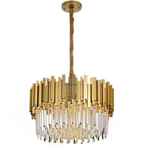 Lustre Pendente dourado cristal retangular