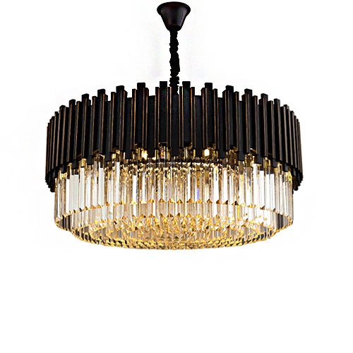 Lustre Pendente negro redondo cristal  55cm