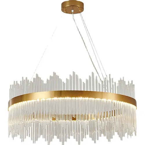 Lustre Pendente Dourado  Cristal 60cm