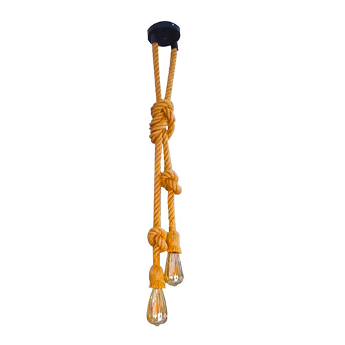 Lustre pendente rustico corda 2 lâmpadas