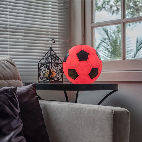 ABAJUR LUMINÁRIA  BOLA DE FUTEBOL – VERMELHO E PRETO