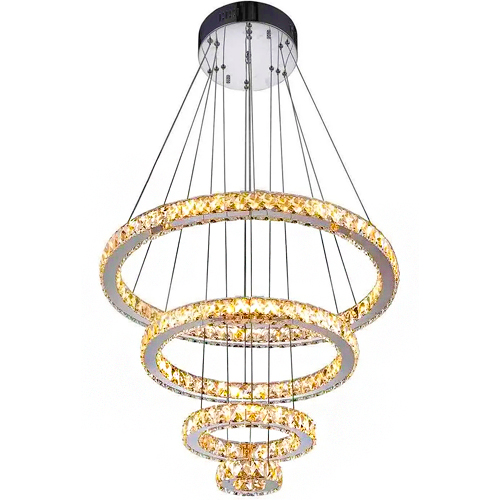 Pendente LED cristal 4 Aros