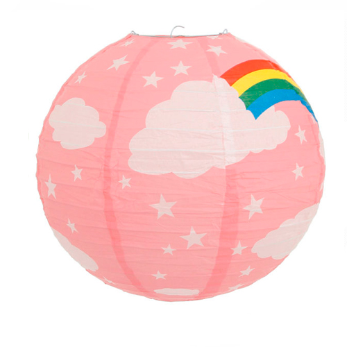 Pendente lanterna Japonesa 40 cm Rosa Arco Iris