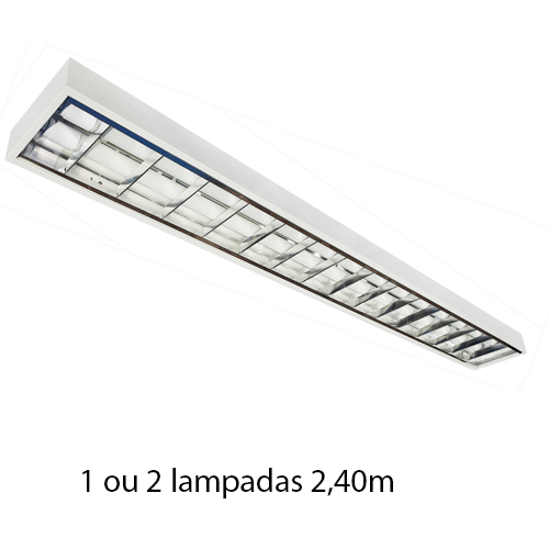 Luminária Sobrepor Aletas Alto Brilho 2x36w