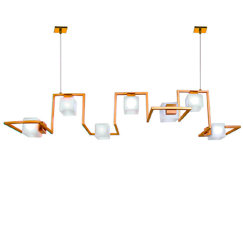 Lustre Pendente Quadrante com 7 Cubos de vidro