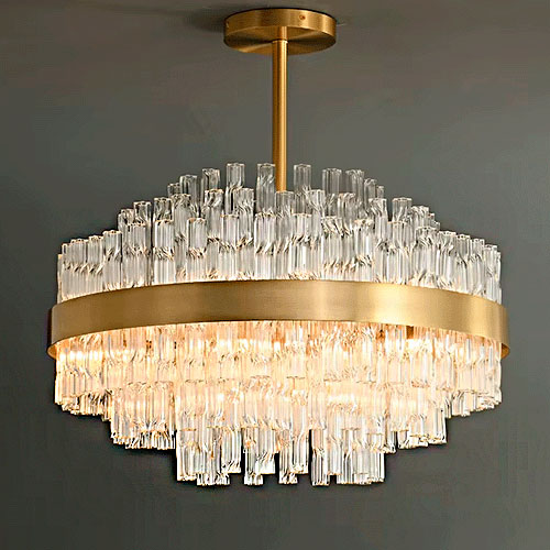 Lustre Redondo Tubos Cristal